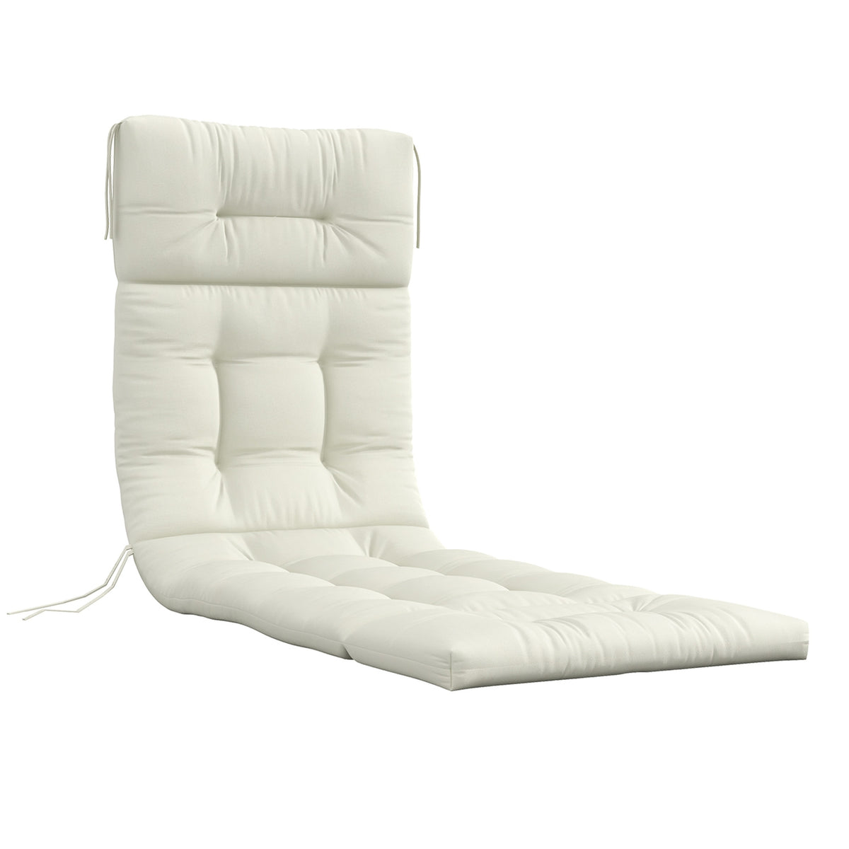 Lounger cushion upholstered sun lounger garden lounger polyester cream white 200x60x13cm