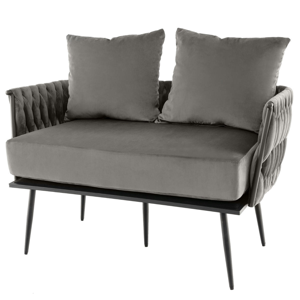 Loveseat Sofa, Dutch Velvet Upholstery, Gray, 350 lb
