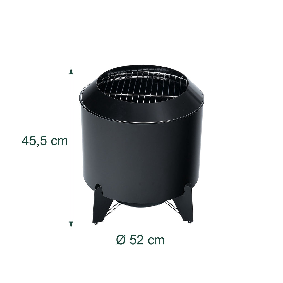 Low-Smoke Fire Bowl & Grill, Steel, Black, 46x52 cm