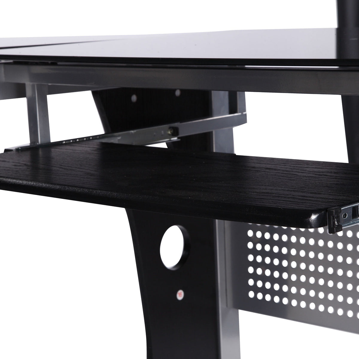 L-shaped corner desk with black safety glass 164x139x75 cm, stylish workstation for home office