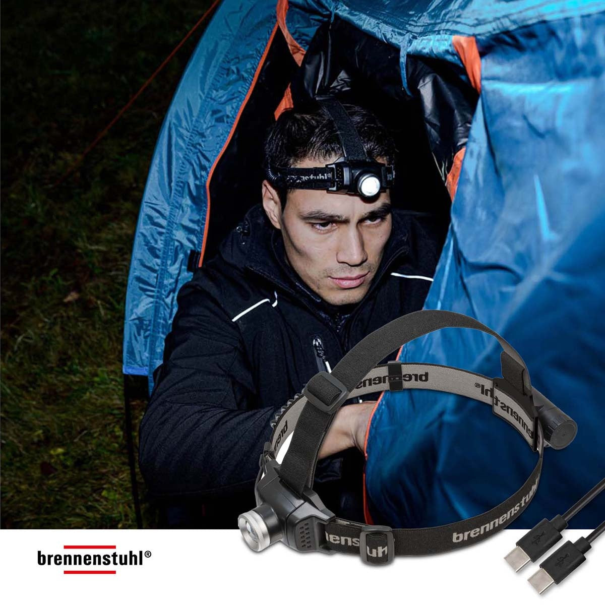 LuxPremium rechargeable LED Head Torch KL 251 AF / Headlight with CREE LED and rear red light