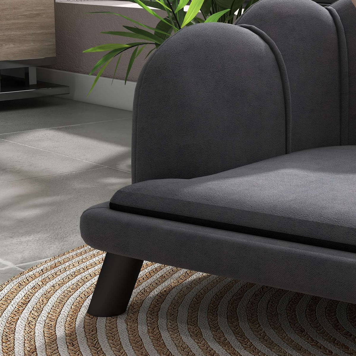 Luxury Dog Sofa Backrest Wooden Legs Dark Gray 98.5X60.5X35.5Cm