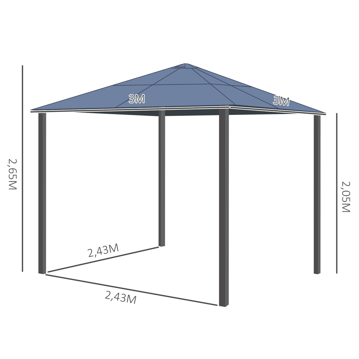 Luxury pavilion garden pavilion aluminum party tent garden tent with translucent PC roof brown + beige 300 x 360 x 265 cm |