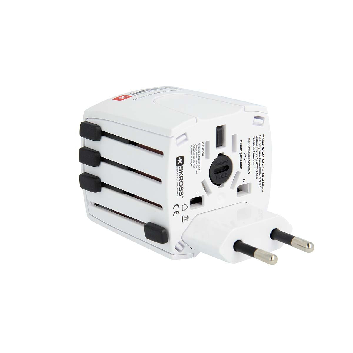 MUV USB (2xA) Compact 2-pin world travel adapter with 2 integrated USB ports