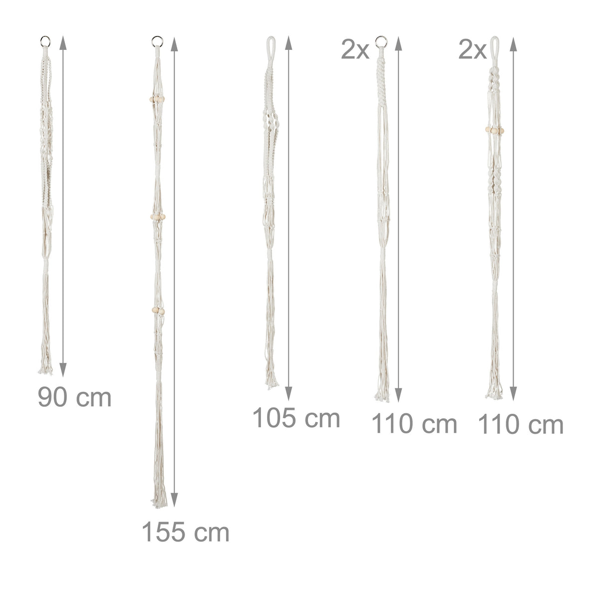 Macramé Plant Hanger Set, 7 Pieces, Various Sizes