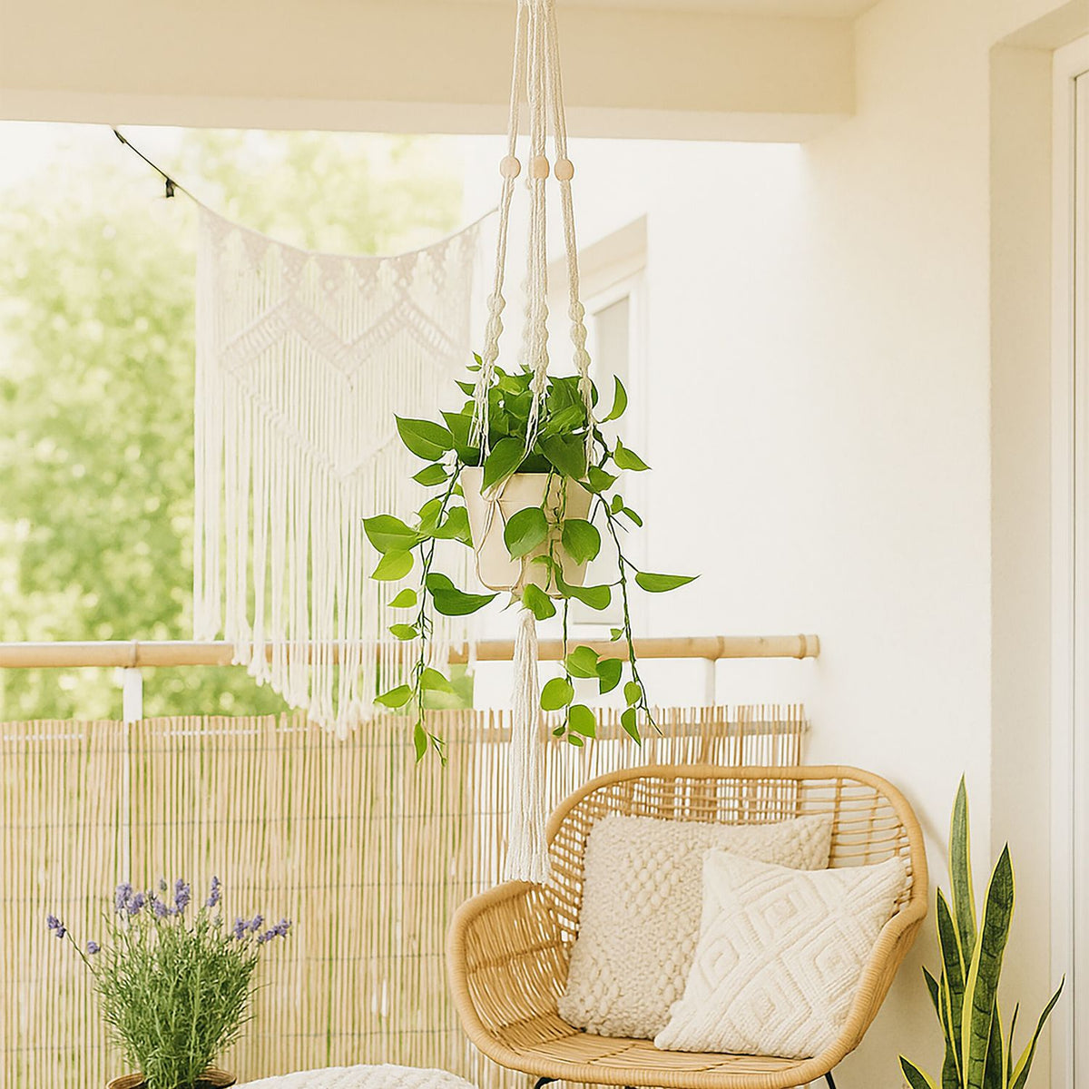 Macramé Plant Hanger Set, 7 Pieces, Various Sizes