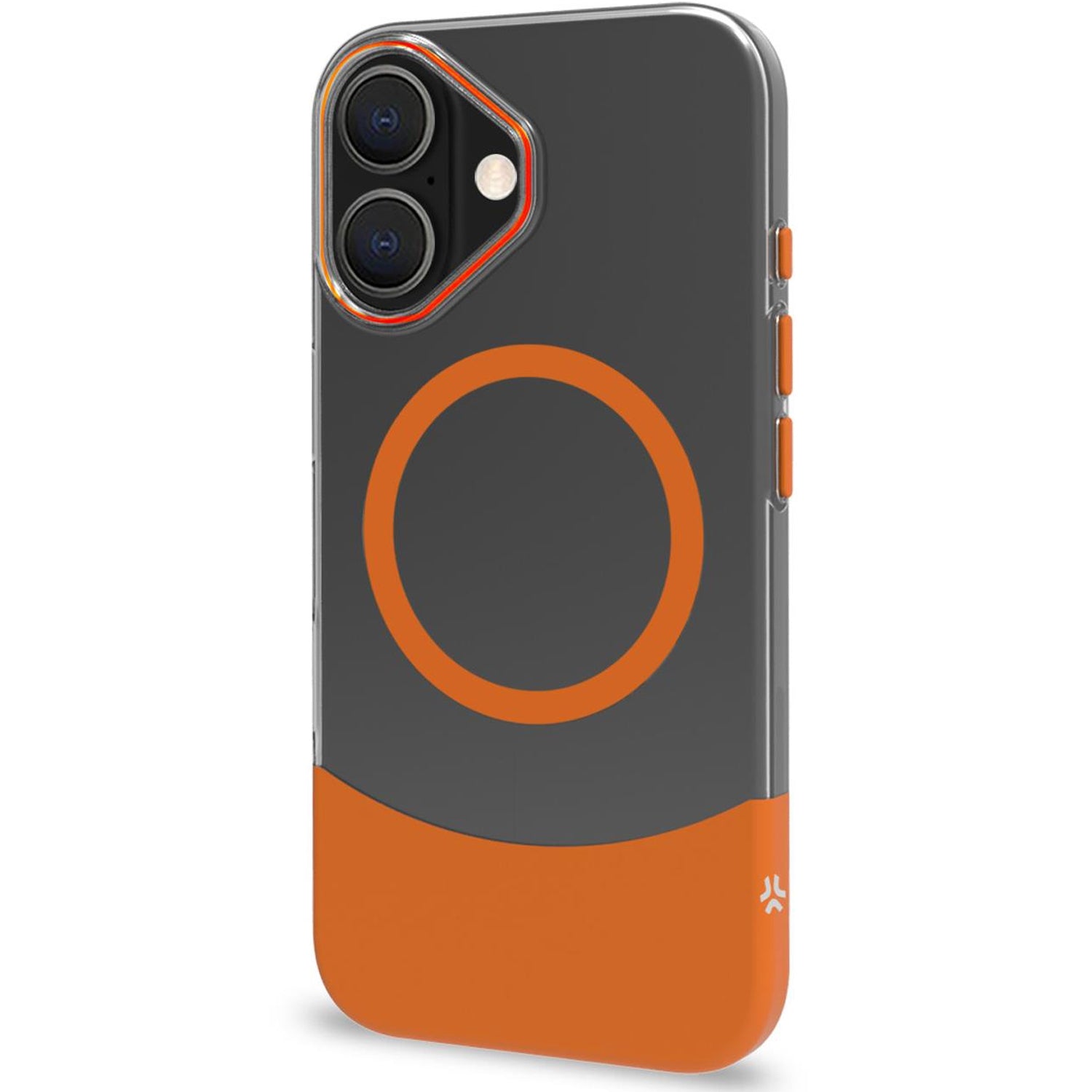 Magdual MagSafe compatible case iPhone 16 Orange + Transparent