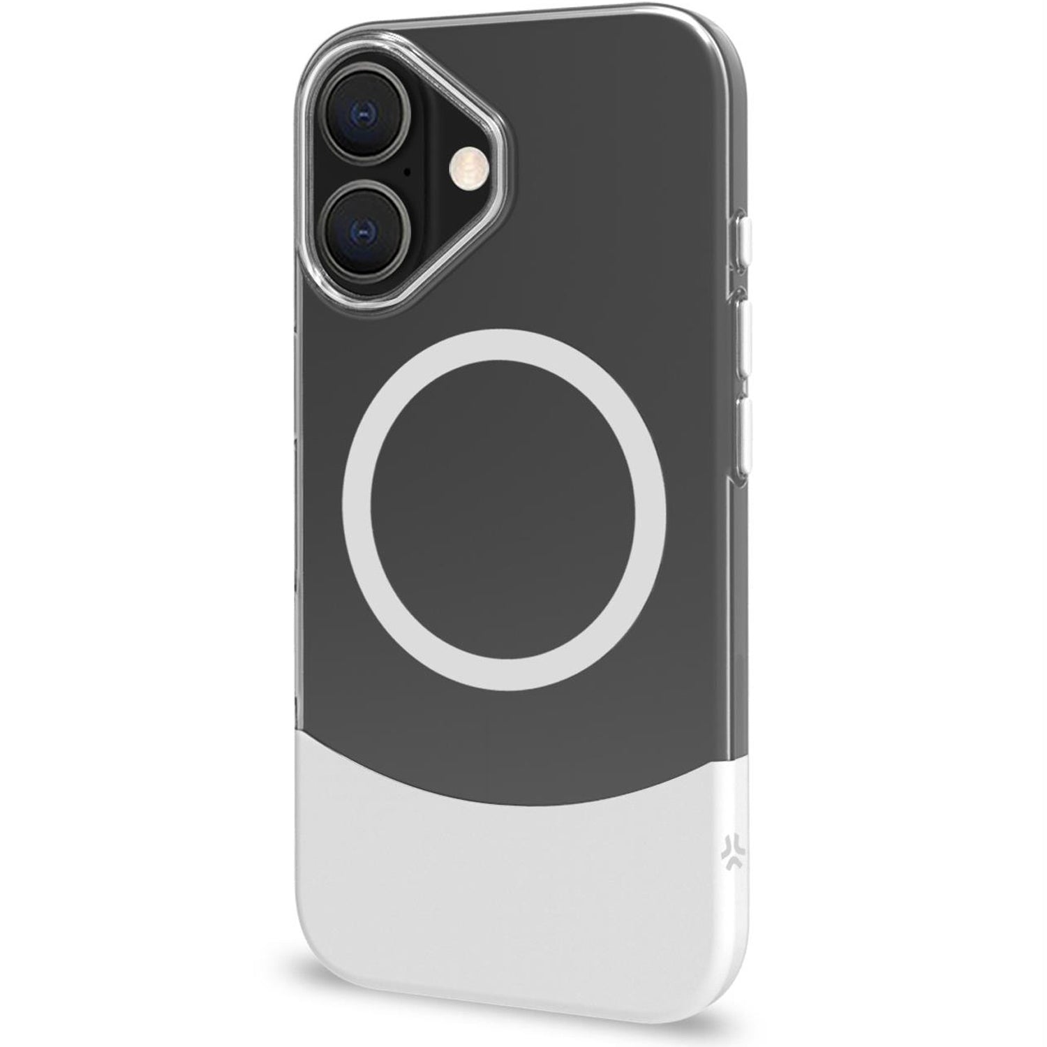 Magdual MagSafe compatible case iPhone 16 White + Transparent