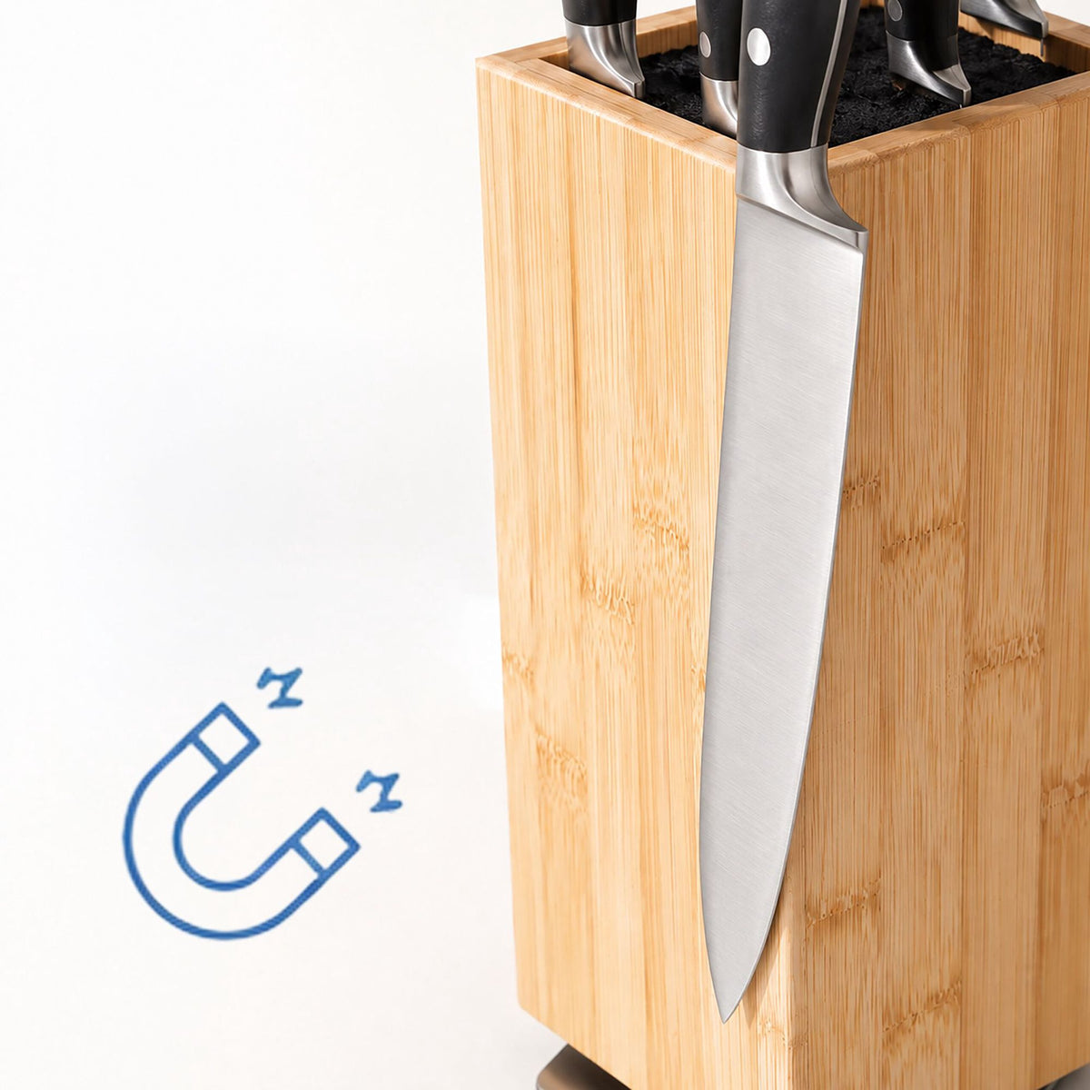 Magnetic Bamboo Knife Block with Bristle Insert