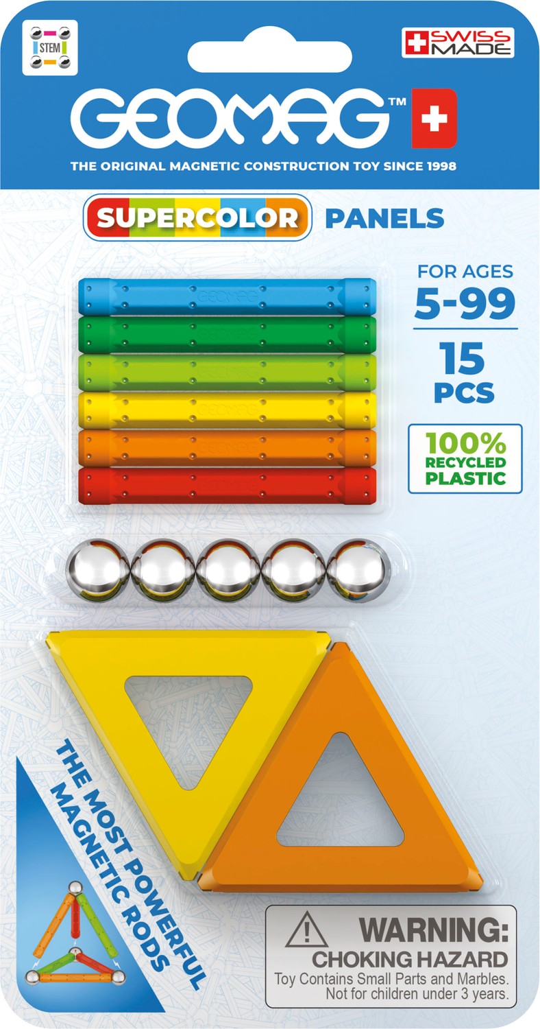 Magnetic Building Set, Recycled Panels, 15 Pieces