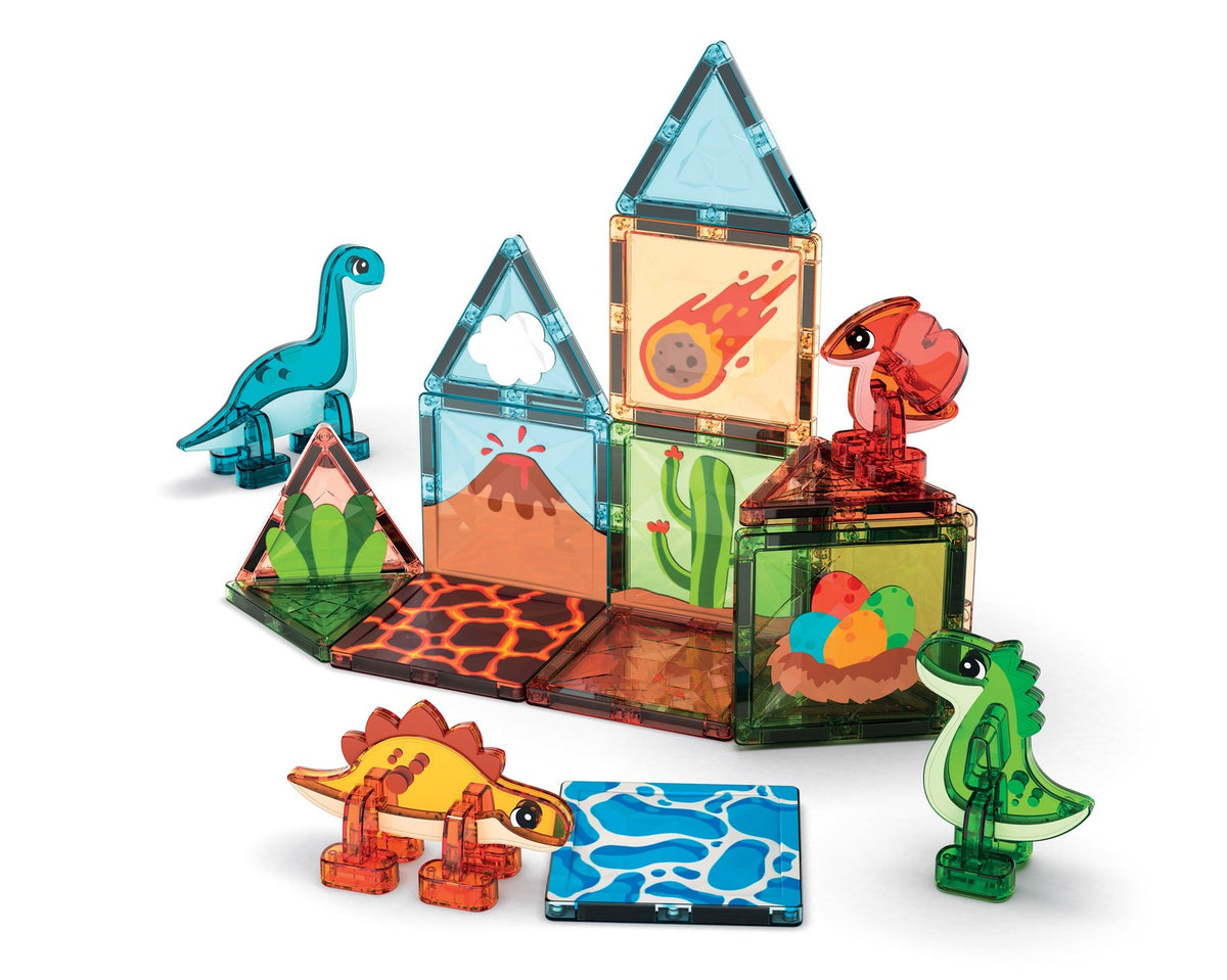 Magnetic Dinosaur World Set, 25-Piece Tiles for Kids
