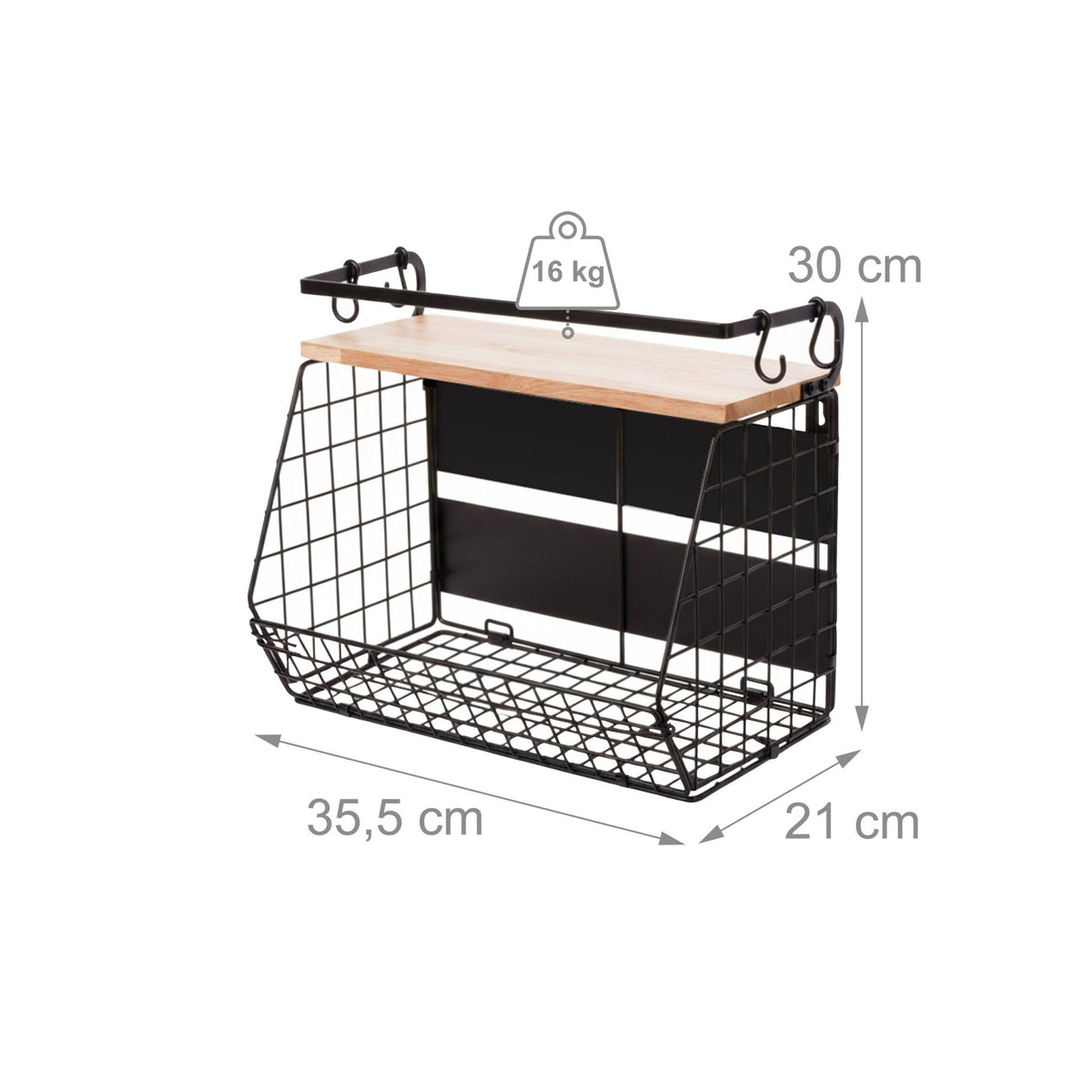 Magnetic Wall Fruit Basket Set with Hooks, 2 Pieces