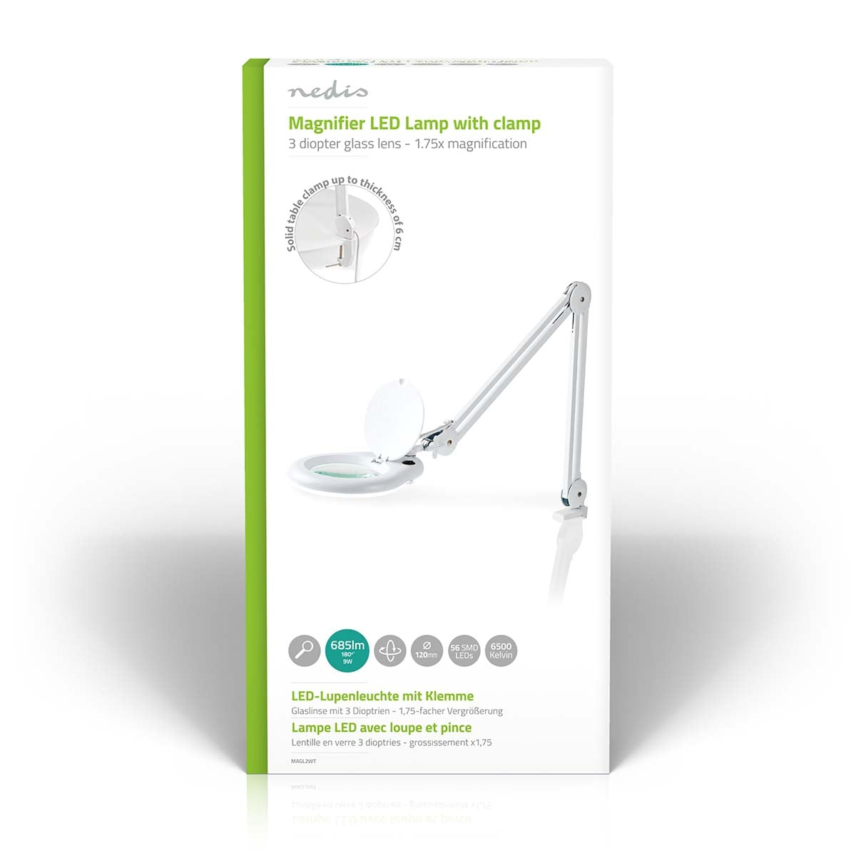 Magnifying glass Table lamp | Lens power: 3 Diopter | 6500 K| 9 W| 720 lm | White