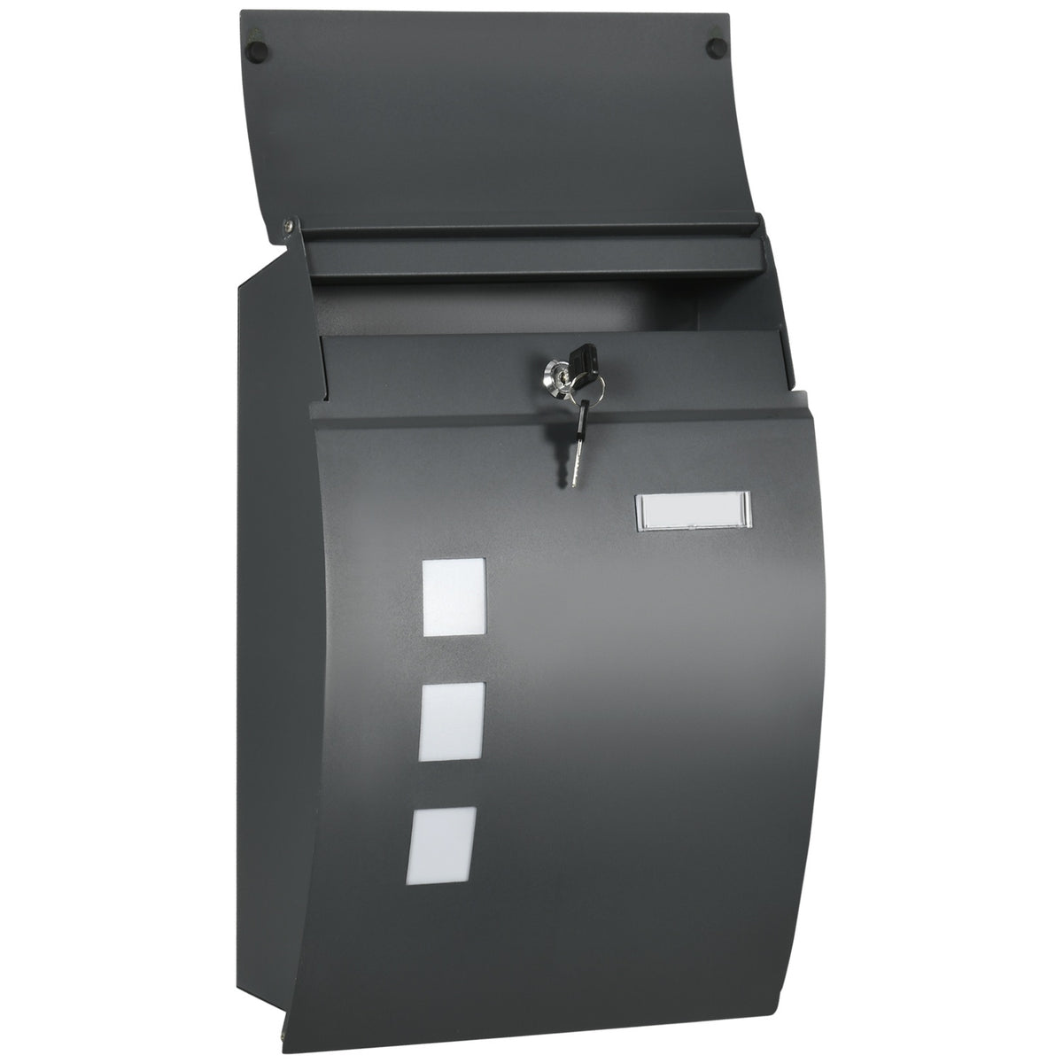 Mailbox Postbox with Lid, Lock, Wall Mailbox with Viewing Window Water Hole Made of Galvanized Steel, for Outdoor, 32 x 10 x 45 cm, Dark Gray |