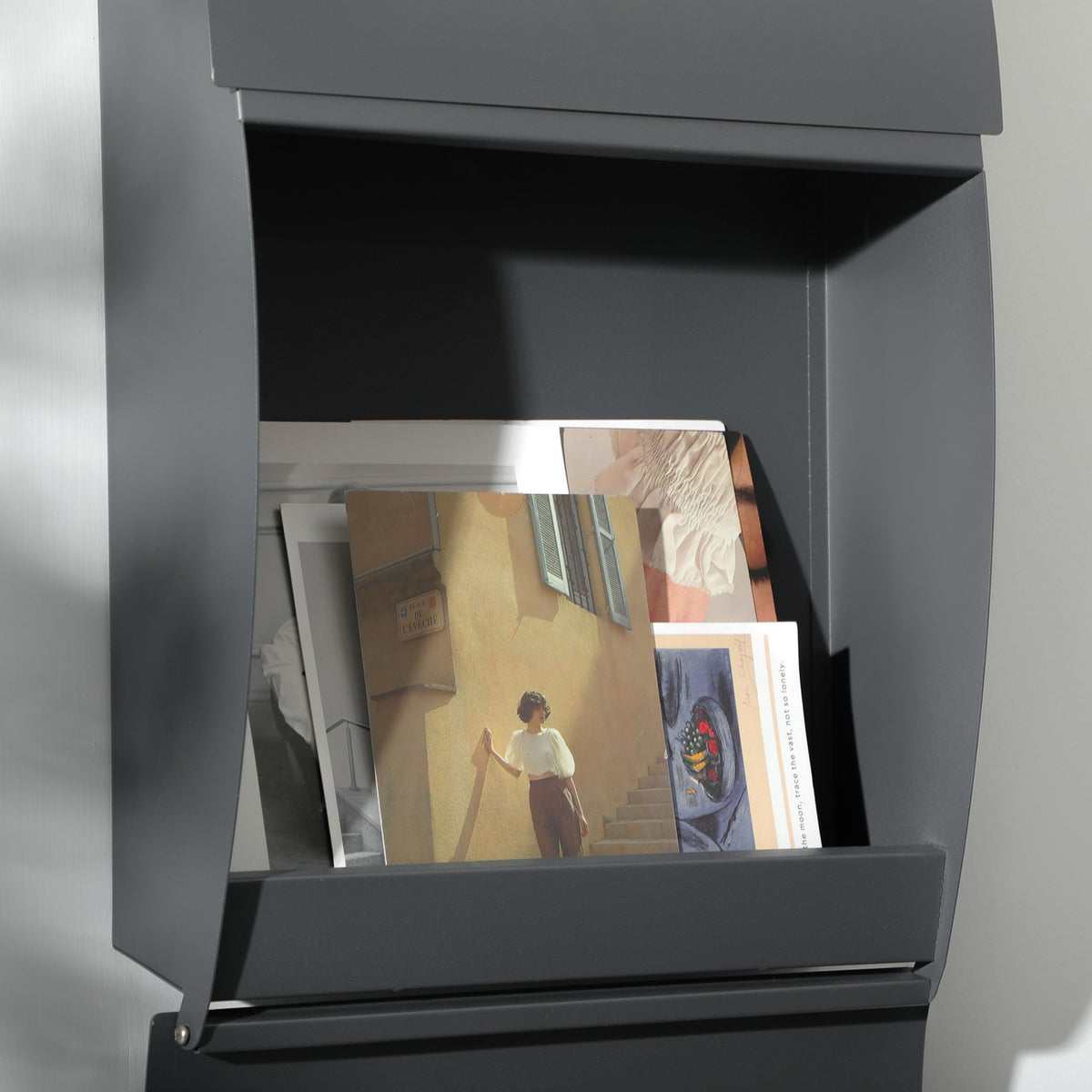 Mailbox Postbox with Lid, Lock, Wall Mailbox with Viewing Window Water Hole Made of Galvanized Steel, for Outdoor, 32 x 10 x 45 cm, Dark Gray |