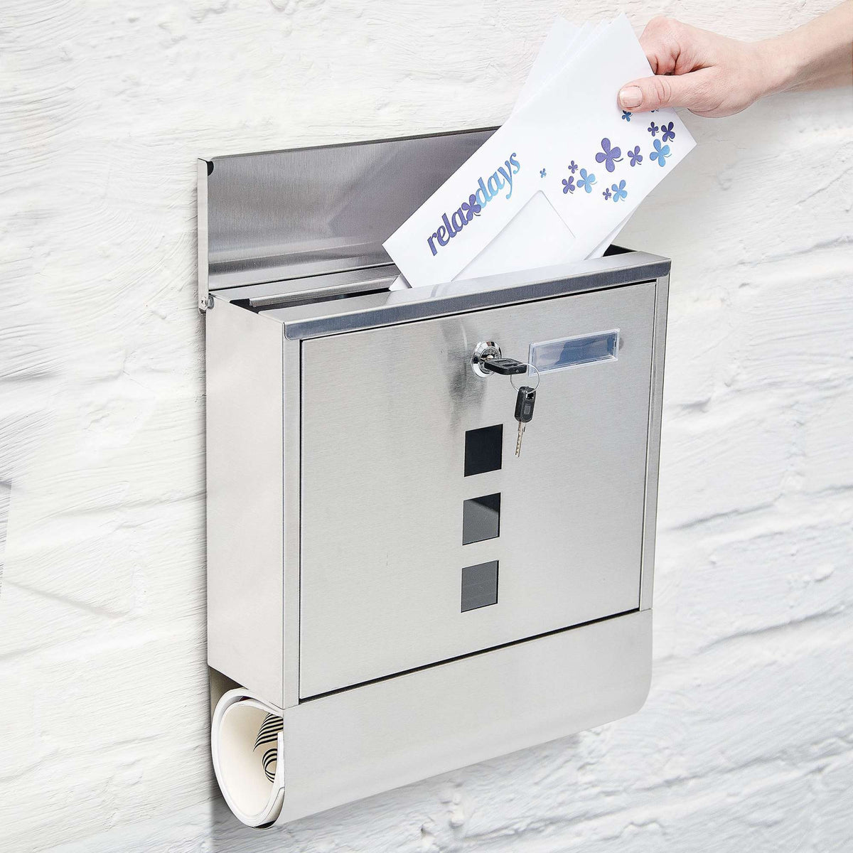 Mailbox stainless steel with magazine compartment