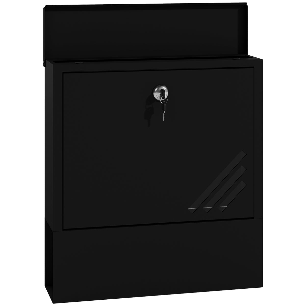 Mailbox wall mailbox with lock, lid, copper core, metal mailbox, for outdoor use, dark gray, 30 x 8.5 x 32.5 cm |