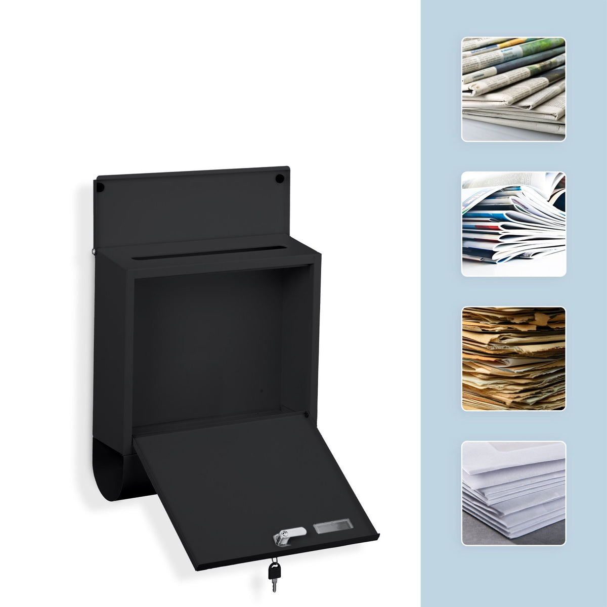Mailbox with Newspaper Holder – Metal, Matte Finish