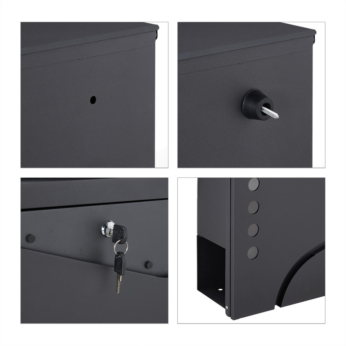 Mailbox with newspaper holder black