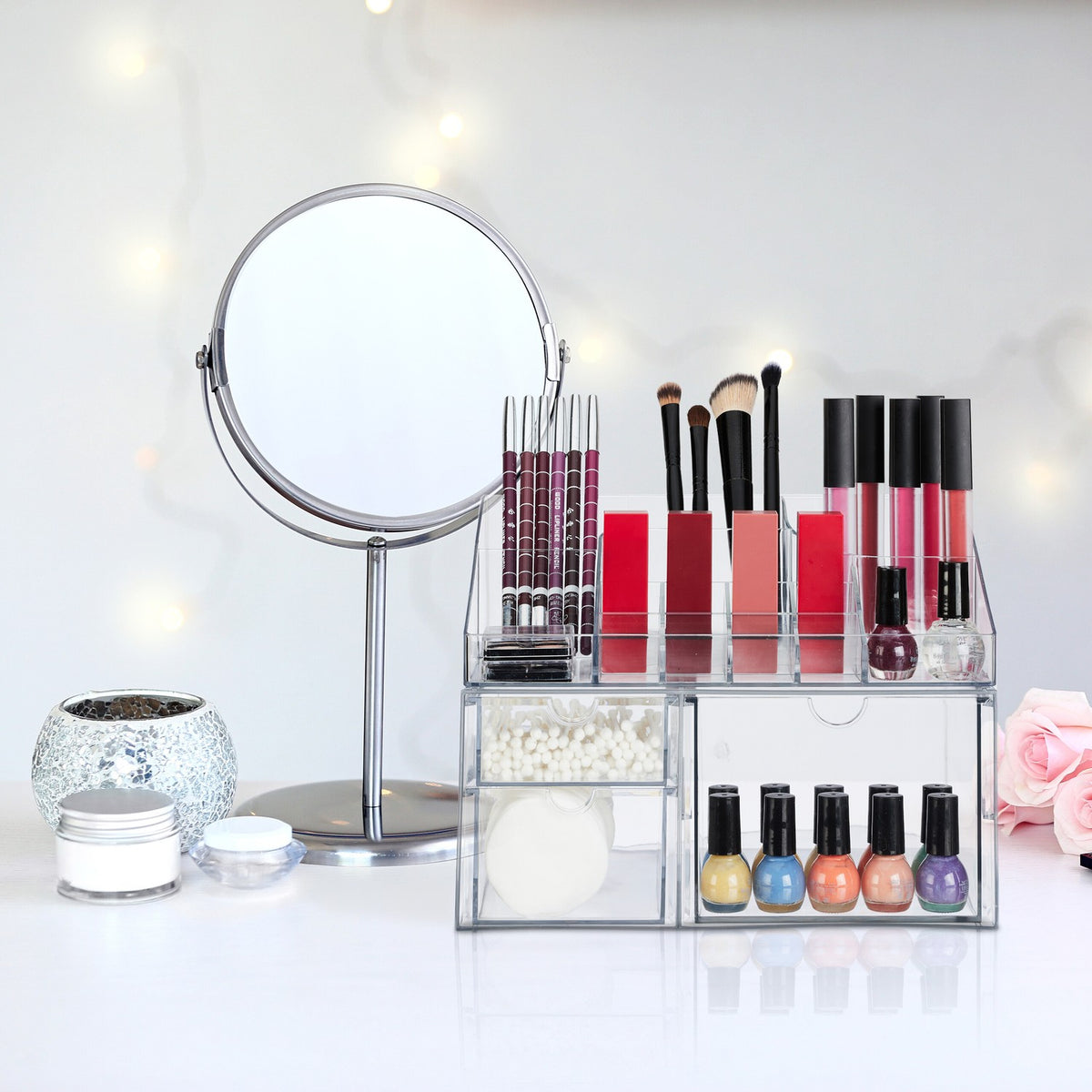 Makeup Storage Box with Drawers, 14 Compartments