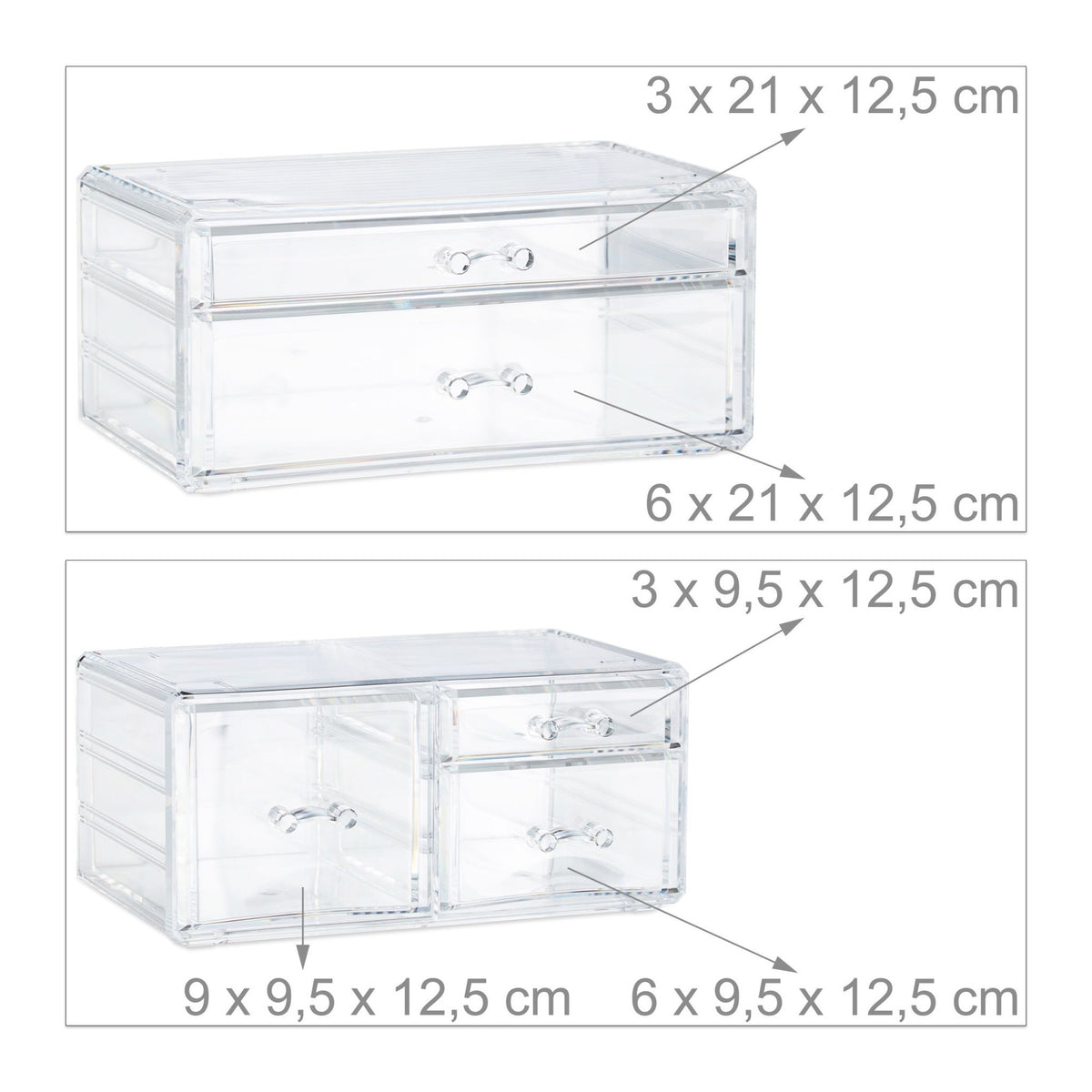Makeup storage in acrylic with 21 compartments