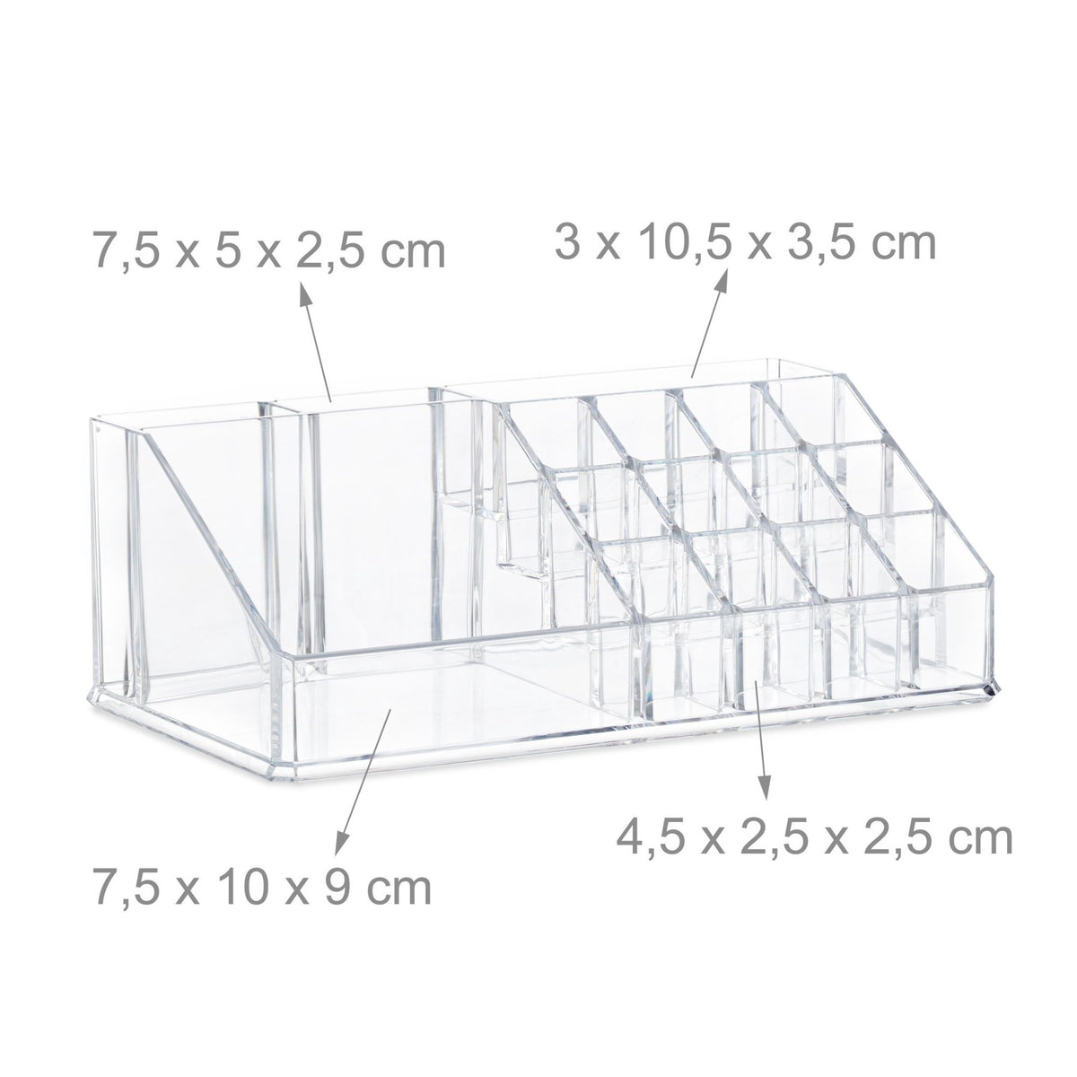 Makeup storage in acrylic with 21 compartments