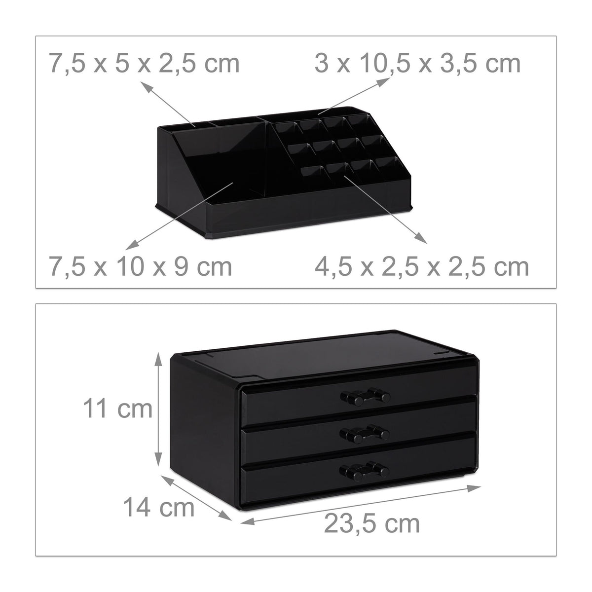 Makeup storage with 3 drawers