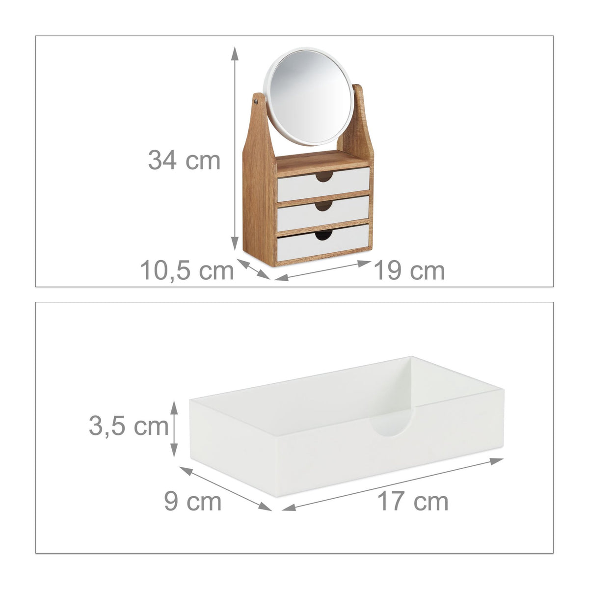 Makeup storage with mirror