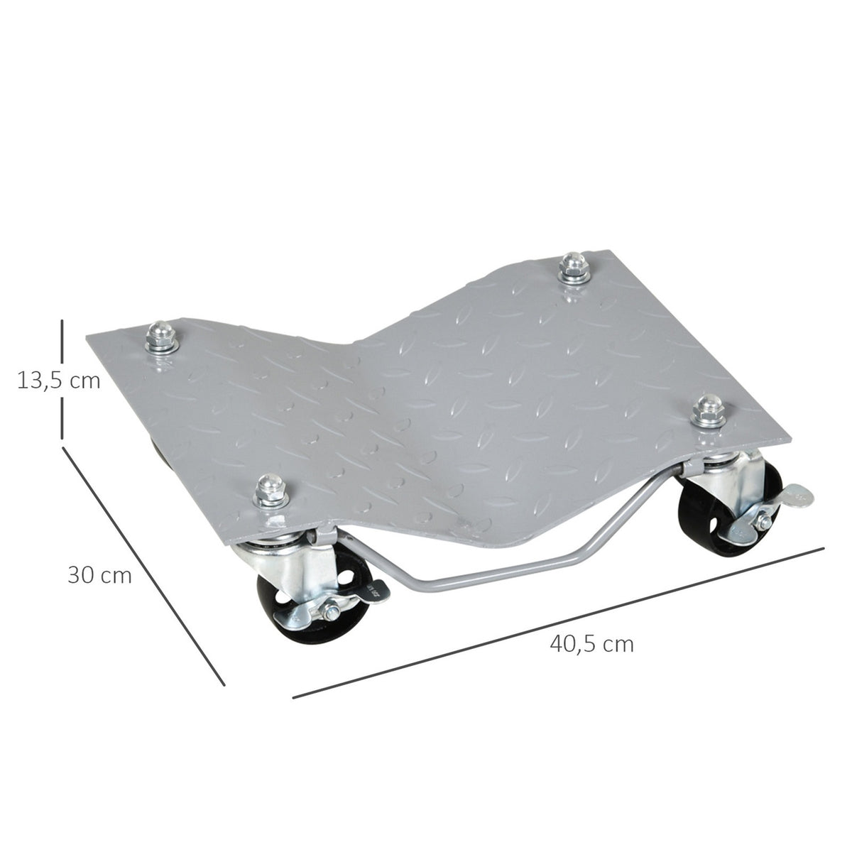 Maneuvering Jack, Set Of 2, Maneuvering Aid For Changing Tires, Jack With 4 Wheels, Gray, 40.5X30X13.5Cm