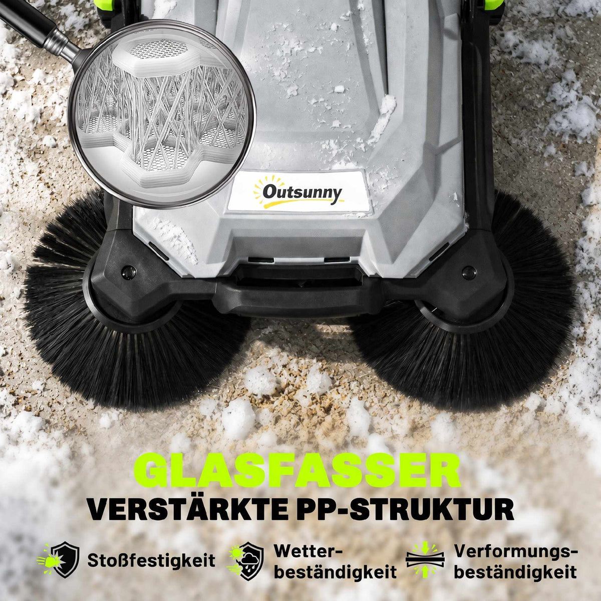 Manual Floor Sweeper, 68cm Width, 24L Bin, Adjustable Handle