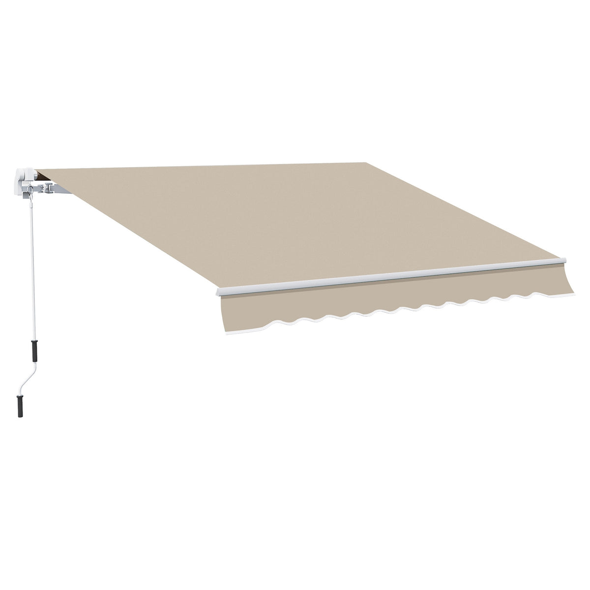 Manual Folding Arm Awning 4 M With Hand Crank Balcony Awning Sun Protection Wall Mounting Balcony Aluminum White + Beige 395 X 245 Cm