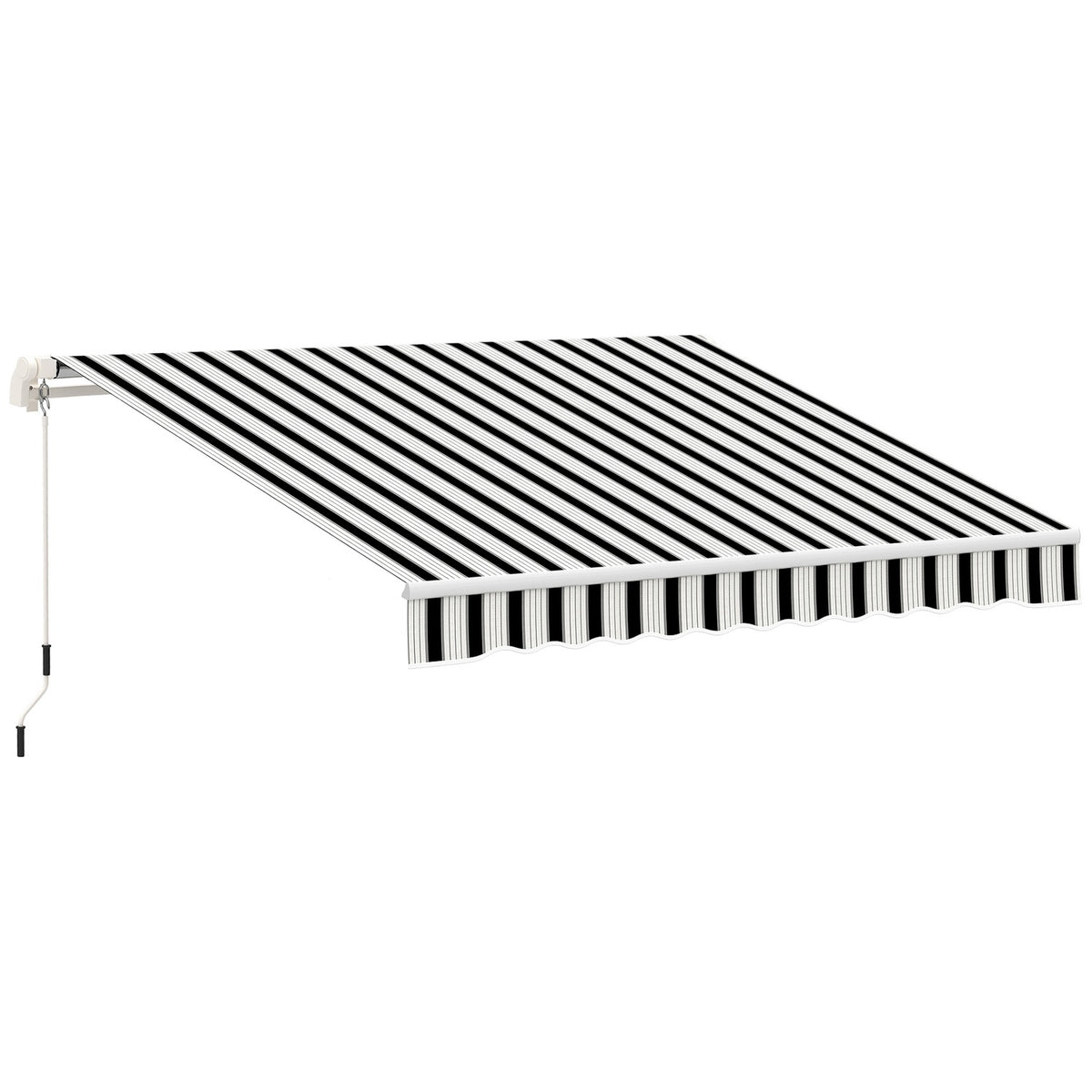 Manual Folding Arm Awning 4 M With Hand Crank Balcony Awning Sun Protection Wall Mounting Balcony Aluminum White + Blue 395 X 245 Cm