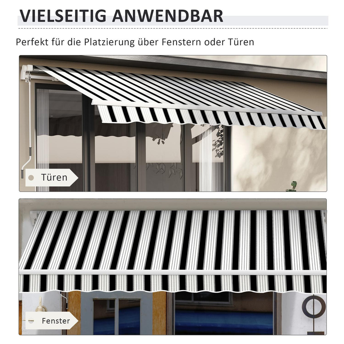 Manual Folding Arm Awning 4 M With Hand Crank Balcony Awning Sun Protection Wall Mounting Balcony Aluminum White + Blue 395 X 245 Cm