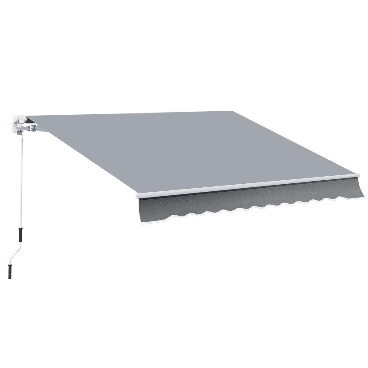 Manual Folding Arm Awning Balcony Awning 4 M With Hand Crank Sun Protection Wall Mounting Balcony Aluminum White + Gray 395 X 245 Cm