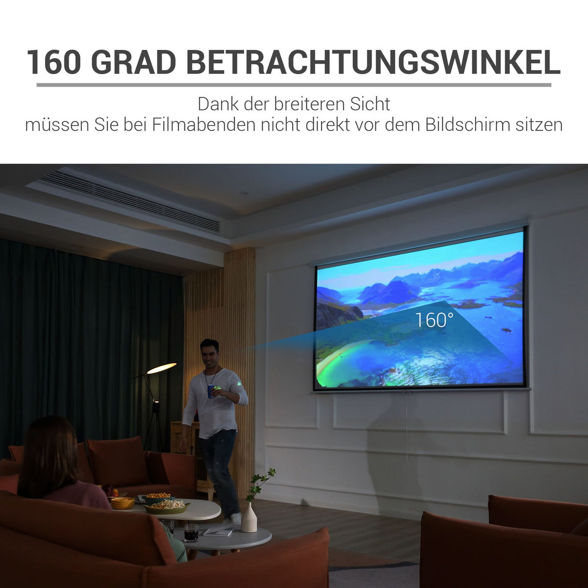 Manual Projector Screen 120" 4:3/16:9 for Home Theater