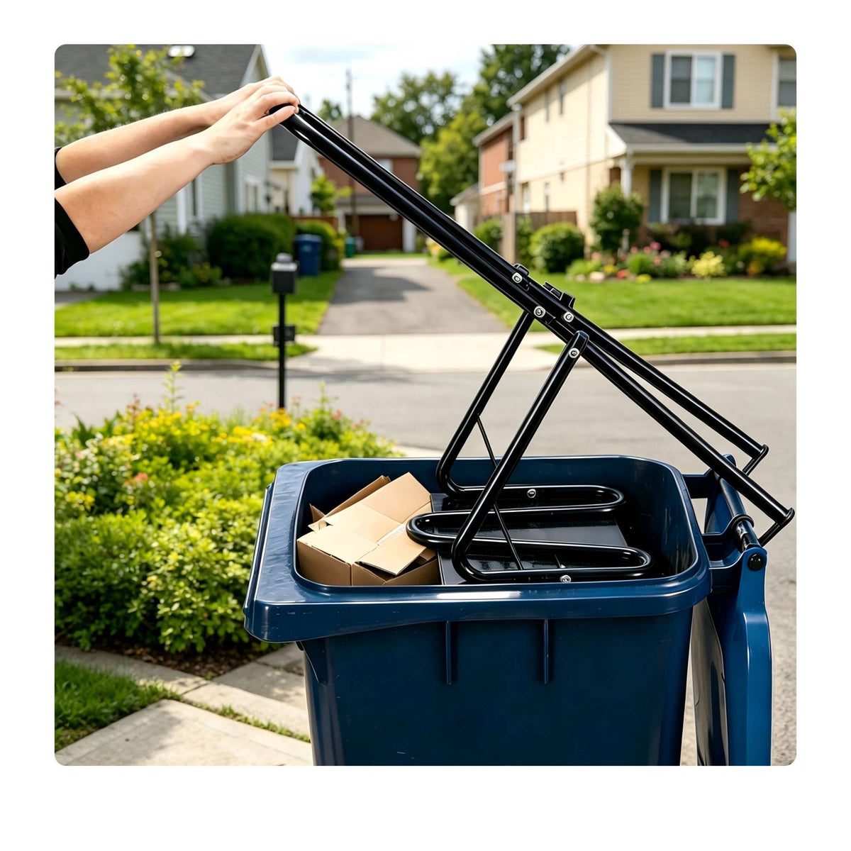 Manual Steel Waste Compactor for Bins, Black