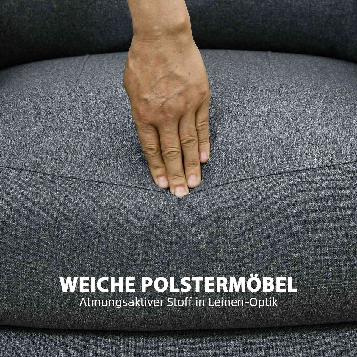 Manual relaxation chair, can hold up to 150 kg, TV chair with reclining function, linen look, TV chair with side handle, footrest
