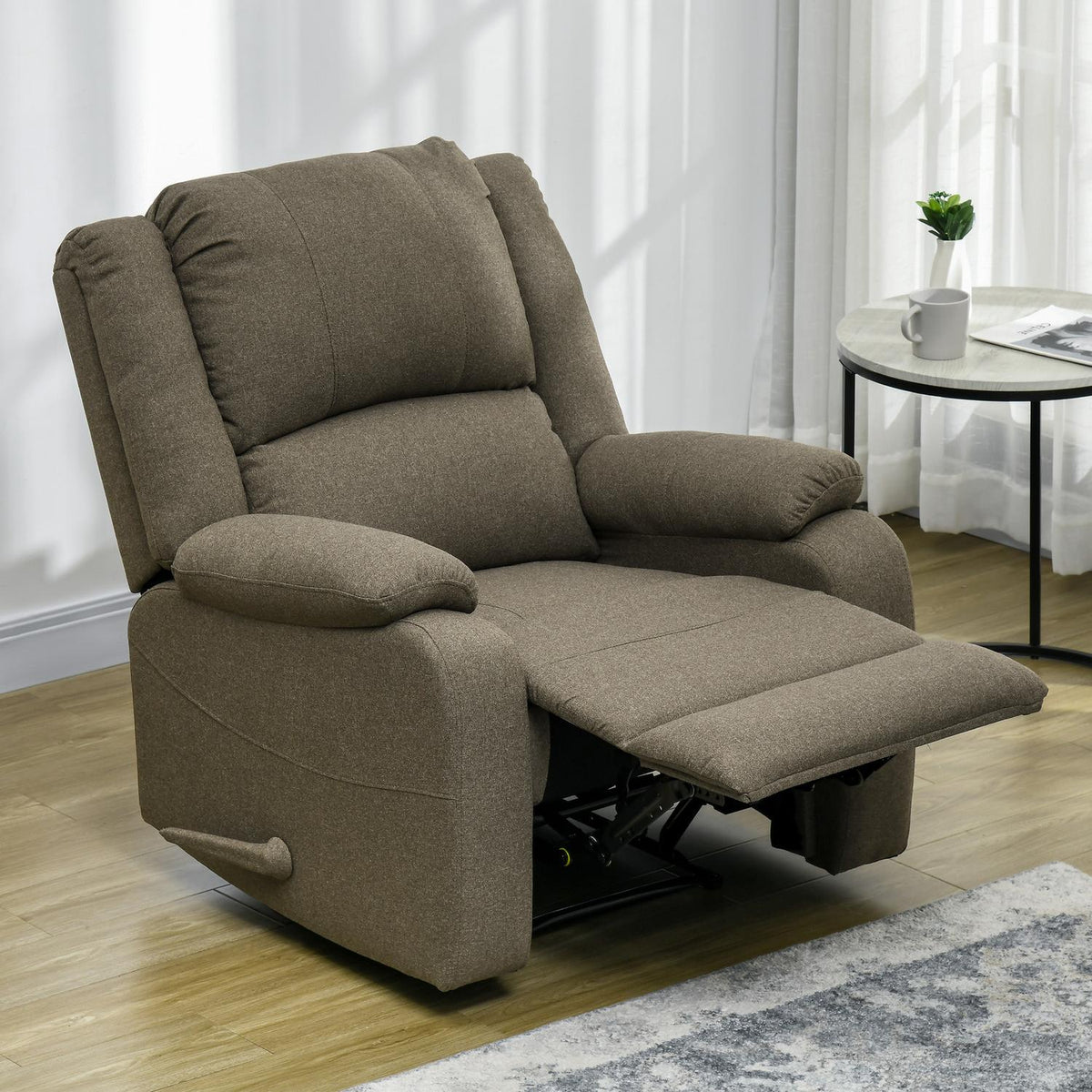 Manual relaxation chair, load capacity up to 150 kg, TV chair with reclining function, TV chair with side handle, footrest, for living room