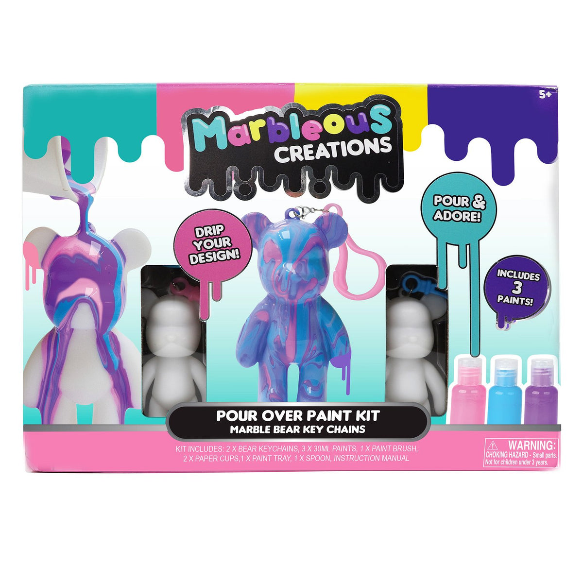 Marble Bear Keychain Kit with Paints and Accessories