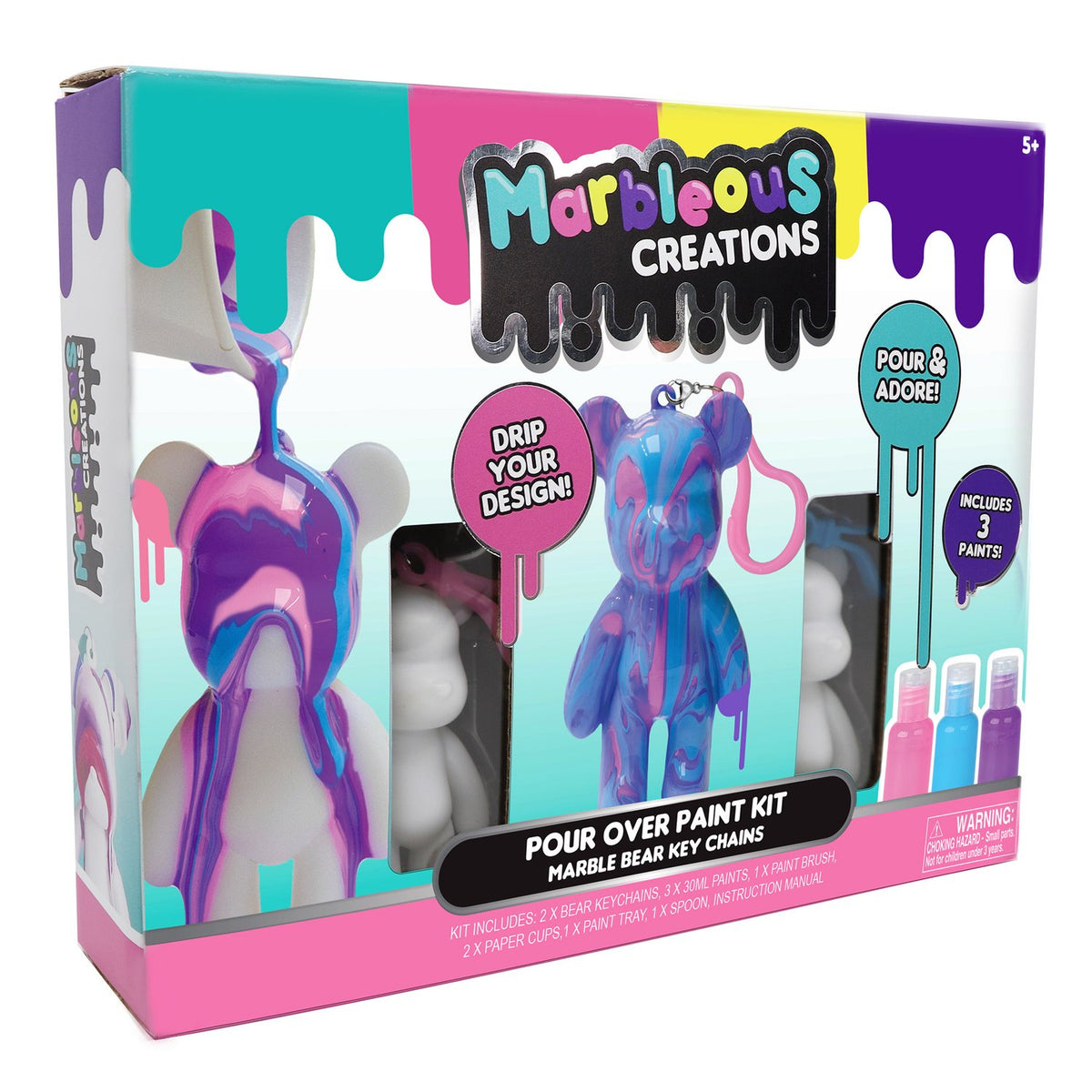 Marble Bear Keychain Kit with Paints and Accessories