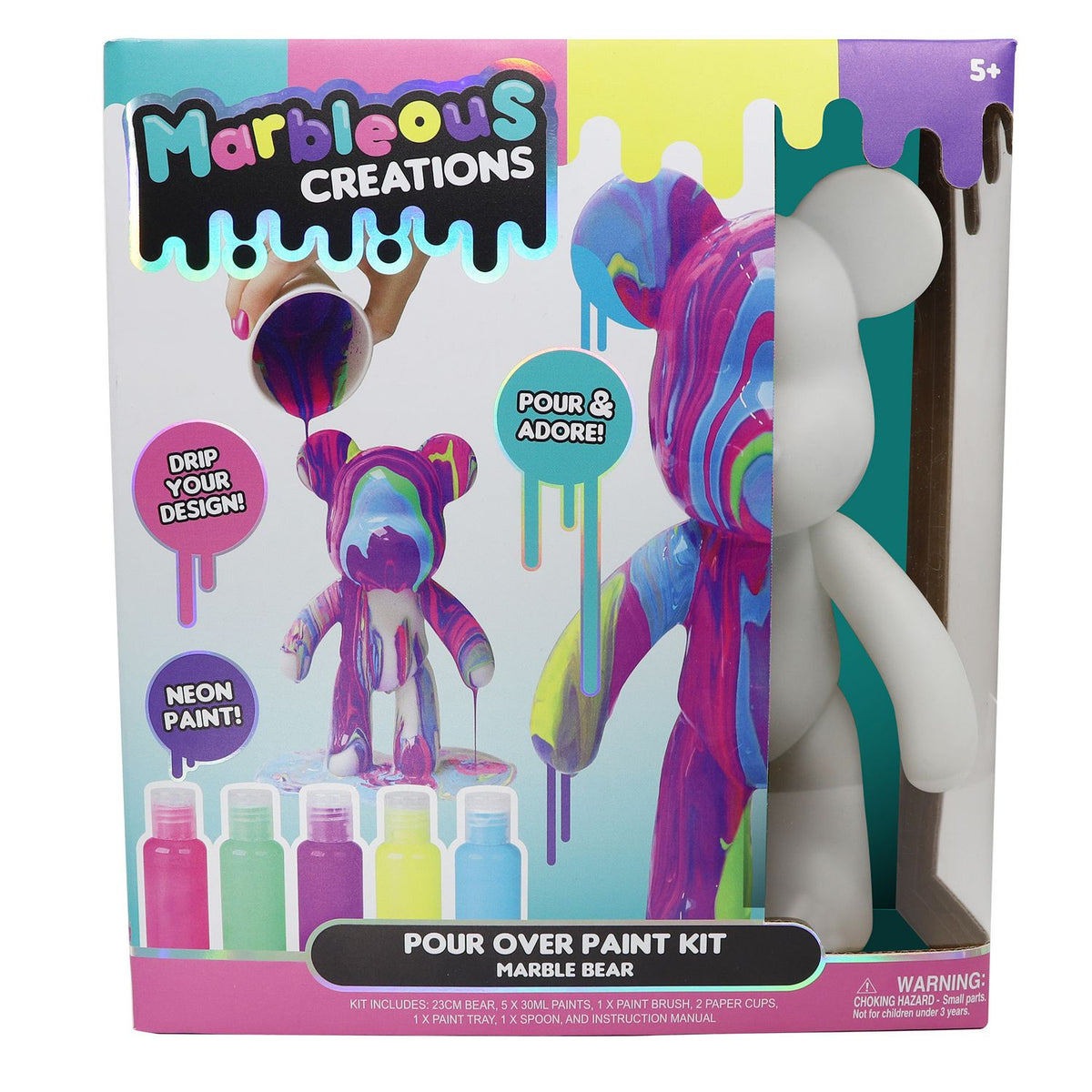 Marble Bear Pouring Kit with Paints and Tools