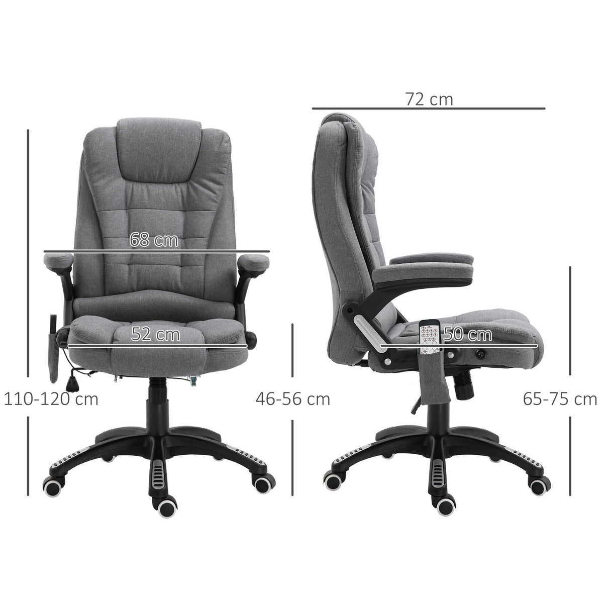 Massage Chair Executive Chair Office Chair Height Adjustable Ergonomic Massage Gray 67 X 74 X 116-126 Cm