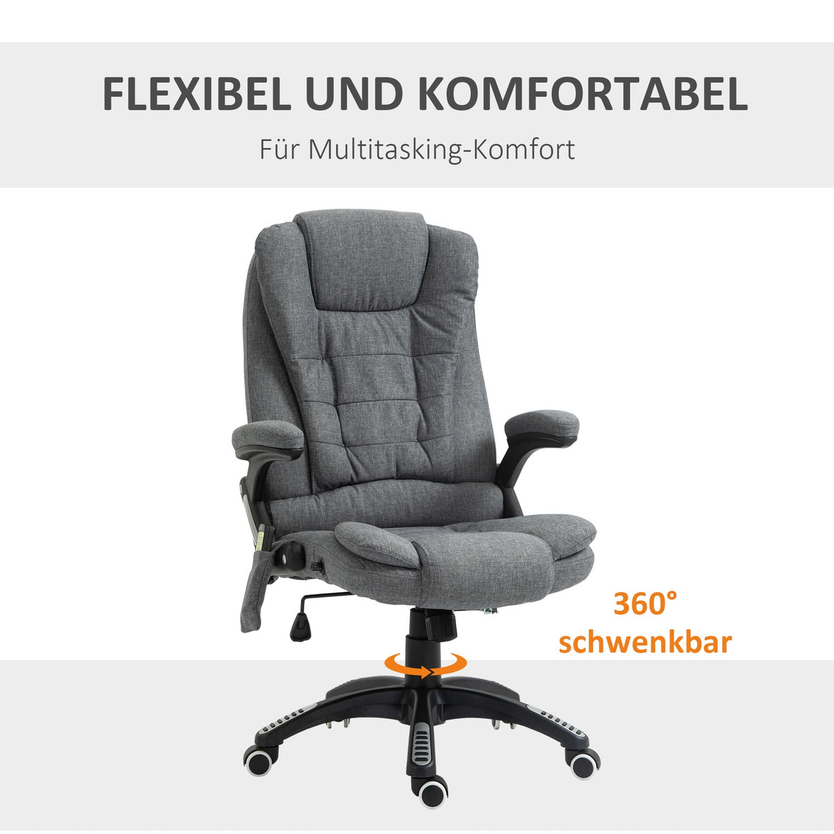 Massage Chair Executive Chair Office Chair Height Adjustable Ergonomic Massage Gray 67 X 74 X 116-126 Cm