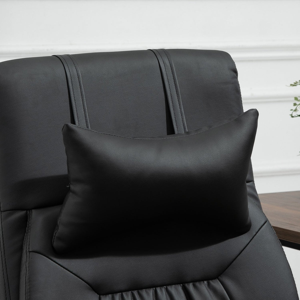 Massage Chair, Executive Chair, Swivel Chair With 7 Massage Points, Height-Adjustable Footrest, Headrest, Pvc, Black, 68 X 79 X 104-112 Cm