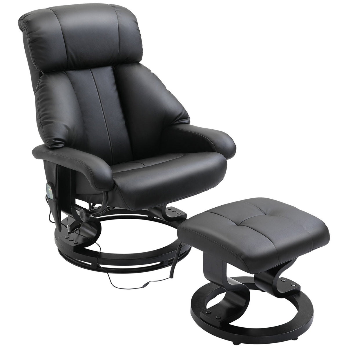 Massage Chair Footstool Black Relaxation Chair Electric Tv Chair With Reclining Function Faux Leather