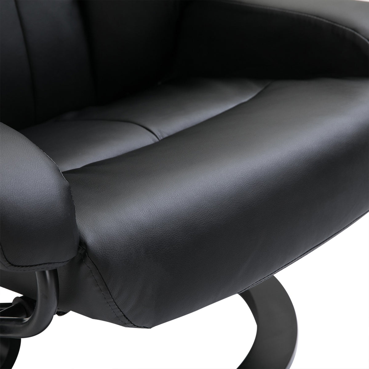 Massage Chair Footstool Black Relaxation Chair Electric Tv Chair With Reclining Function Faux Leather