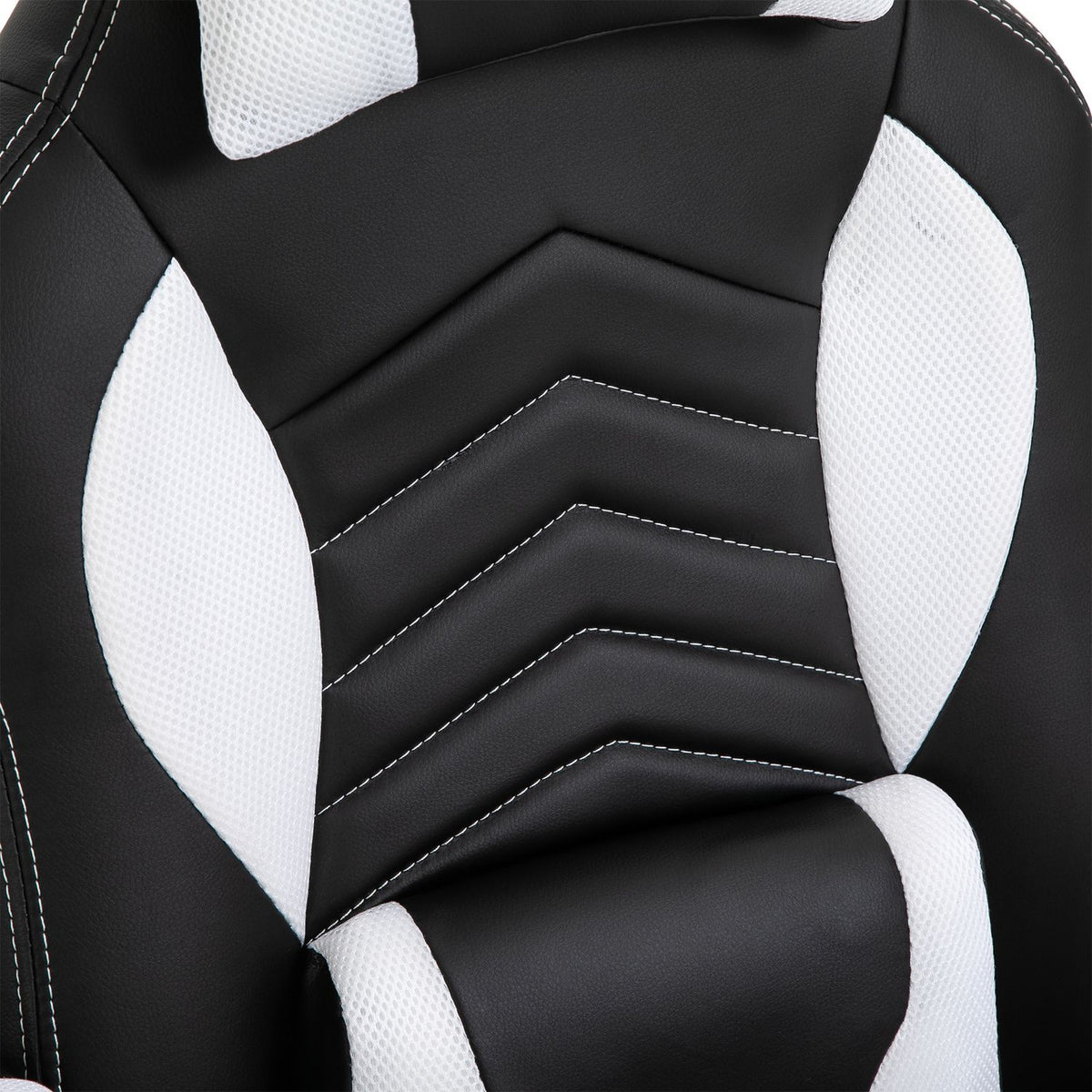 Massage Chair Gaming Chair Office Chair With Heat Function, 6 Vibration Points, Massage Function, Pu, Black + White, 68X69X108-117Cm