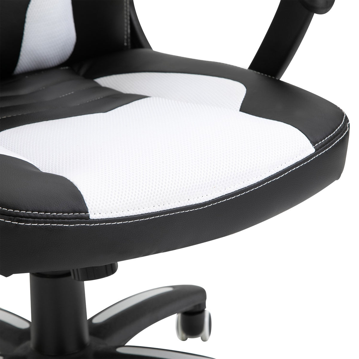 Massage Chair Gaming Chair Office Chair With Heat Function, 6 Vibration Points, Massage Function, Pu, Black + White, 68X69X108-117Cm
