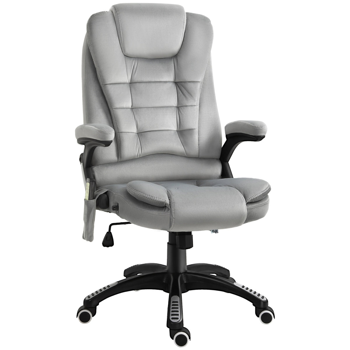 Massage Chair Office Chair, Gaming Chair, Height-Adjustable Executive Chair, Ergonomic, Pu Wheels, Gray, 67X74X107-116 Cm
