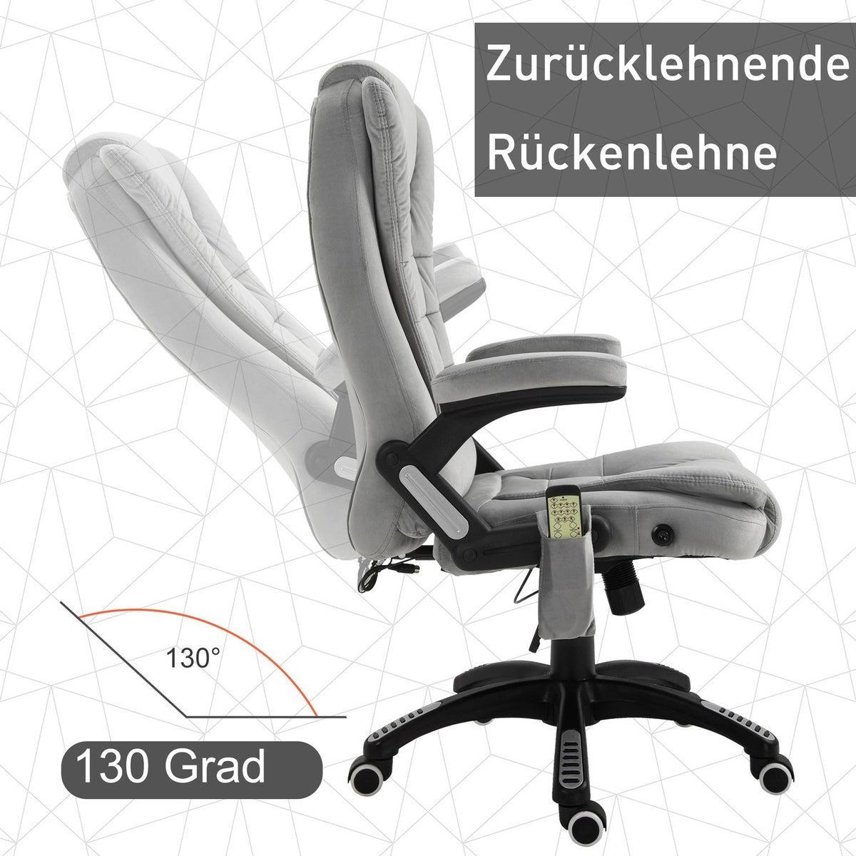 Massage Chair Office Chair, Gaming Chair, Height-Adjustable Executive Chair, Ergonomic, Pu Wheels, Gray, 67X74X107-116 Cm